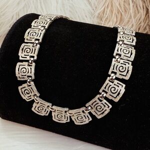 Vintage Trifari Silvertone Geometric Necklace